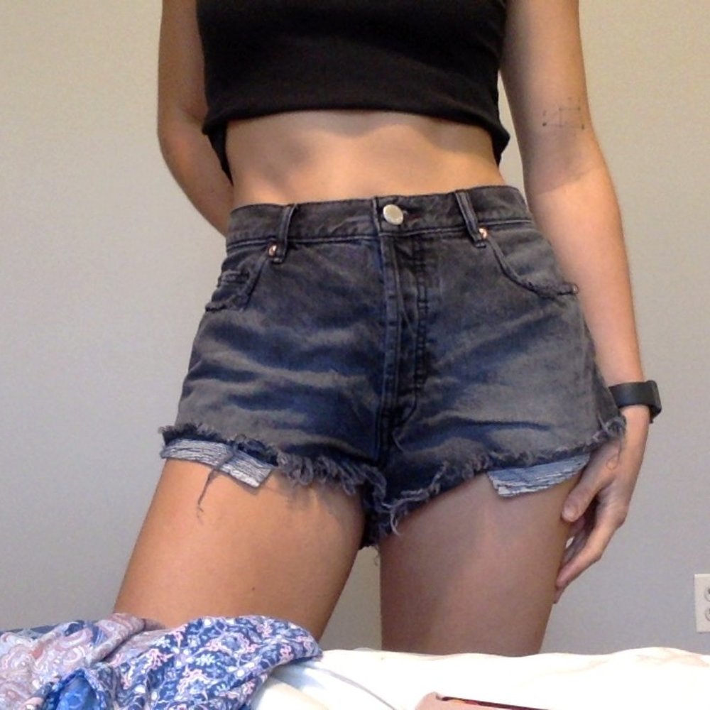 Black Grey Highwaisted Free People Shorts